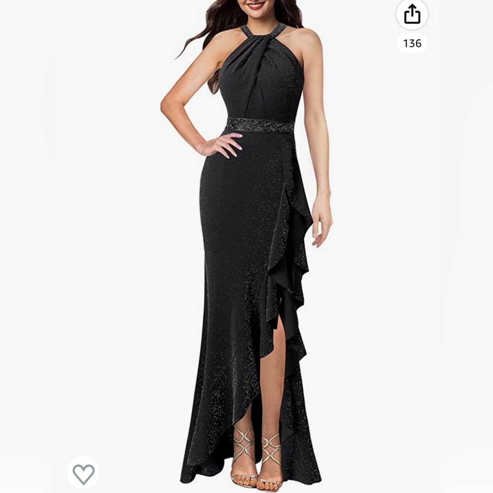 NWT black halter evening gown